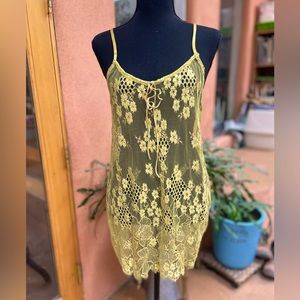 For Love and Lemons Yellow Lace Nighty, XS